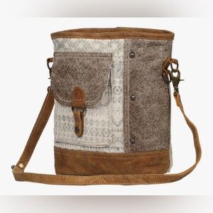 MYRA Bag Purse Crossbody Tribal Western Leather Canvas Boho Chic NEW WITH TAGS